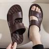 Men's Leather Thick Sole Beach Summer Outdoor Dad Non-Slip Wear-Resistant Dual-Purpose Cool Slippers