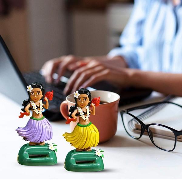 1st Bil Creative Solar Svängande Hawaiian Girl Dockornament Bildekorationer Hula Girl Svängande Tecknad bilprydnadsföremål