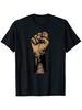 T-Shirt - Mit erhobenem Faust-Emblem & Schwarzem Freiheits-Design, 100% Bequemes Unisex-T-Shirt Mit Etwas Stretch, Weiches Dehnbares Material