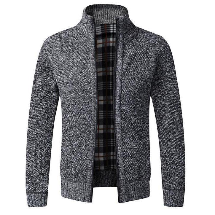 Autumn Winter Warm Cardigan Men Fleece Sweaters Full Zip Jackets Slim Fit Luxury Brand Knitted Sweater Coat American Jersey