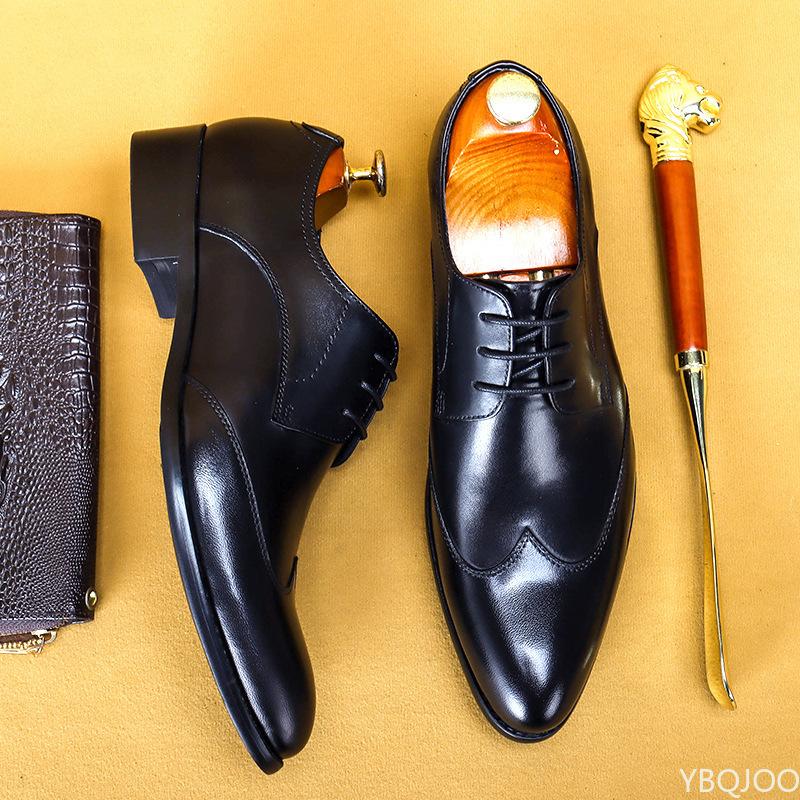2022 High Quality Handmade Oxford Dress Shoes Men Genuine Cow Leather Suit Shoes Footwear Wedding Formal Italian Shoes Hotest