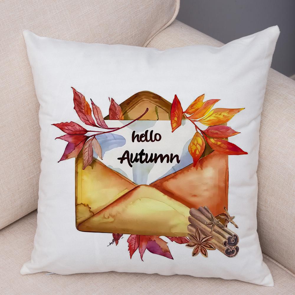 Happy Harvest Season Pillowcase Double Print Fall In The Air Cushion Cover Soft Plush I Love Autumn Pillowcase for Sofa Home Car