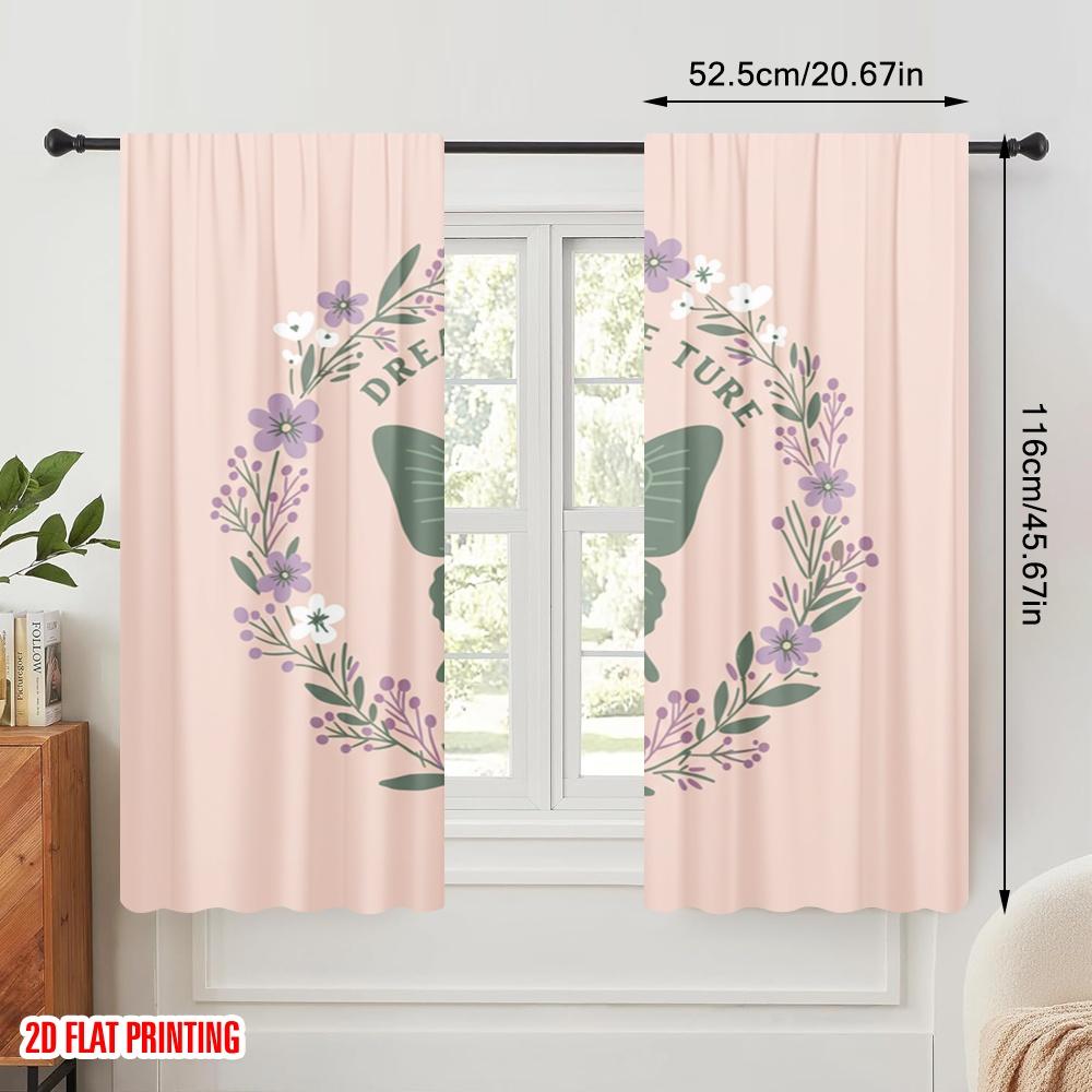 2pcs 2D flat printing Scene Curtain Dreams Come True Butterfly Fabric Without Electricity Festive Wall Decor Perfect for Holiday