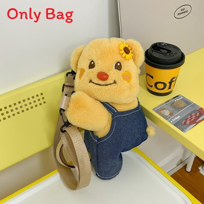 Butter Bear Plush Tote Bag With Zipper Closure For Daily Use