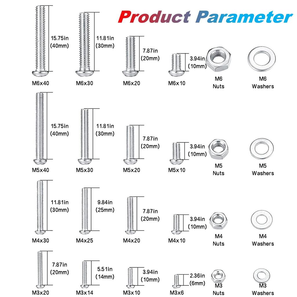1080pcs Screws Bolts and Nuts Assortment Kit, Metric Machine Screws and Nuts and Flat Washers, M3/M4/M5/M6