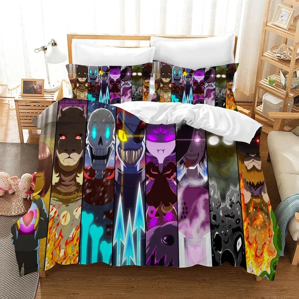 High Quality 3D Printed Undertale Game Frisk Sans Papyrus Pattern Duvet Cover with Pillow Cover Bedding Set for Bedroom Decor