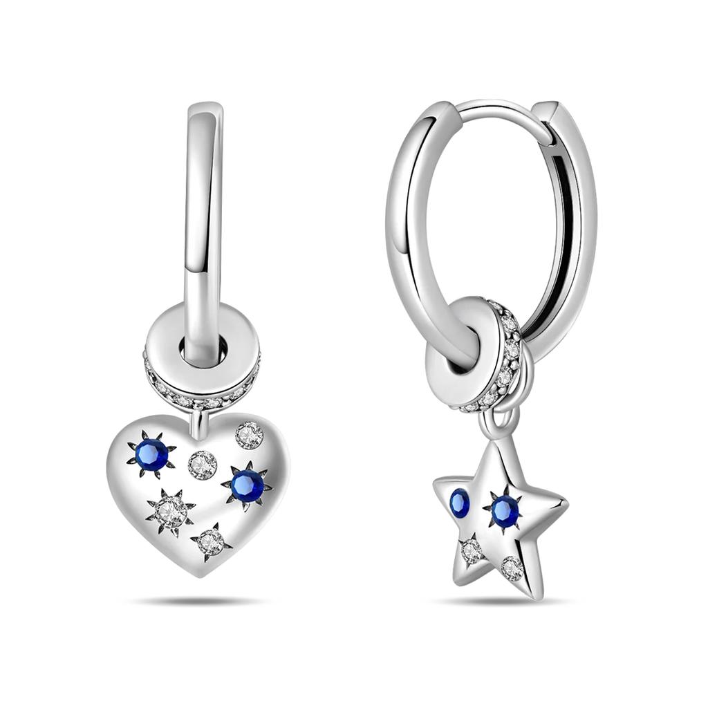 Original 925 Silver Simple Starry Moon Night Zircon Earrings for Women Trending Fashion Jewelry Birthday Gift New In