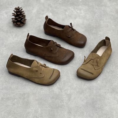 Retro Boty s kulatou špičkou Pohodlné a elastické Vrchní vrstva Hovězí kůže Ležérní a všestranné Měkká hovězí kůže Dámské boty