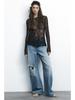 2025 Spring Women's Fashion Cotton Loose Ripped Straight Leg Jeans for a Slimming Look
