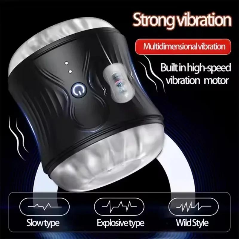Male Piston Vibrating Masturbator Penis Massage Powerful Vibrator Double Opening Realistic Vagina Blowjob Male Adult Products