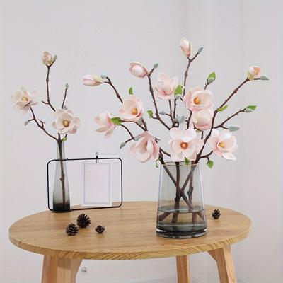 4 Stück Hochzeitsstrauß Künstliche Magnolienblume Braut Künstlicher Hochzeitsblumenstrauß für Hochzeitstagsparty Zuhause Büro Garten Brautdeko