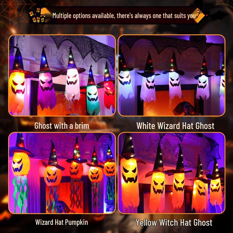 Halloween LED Wizard Hat Ghost Icicle Lights: Indoor Decorations for a Horrifying Atmosphere