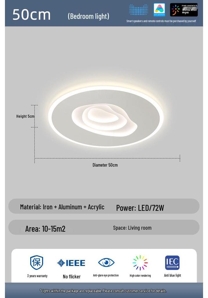 Minimalist Cloud-Shaped Ceiling Light with Mijia Smart Support for Living Room