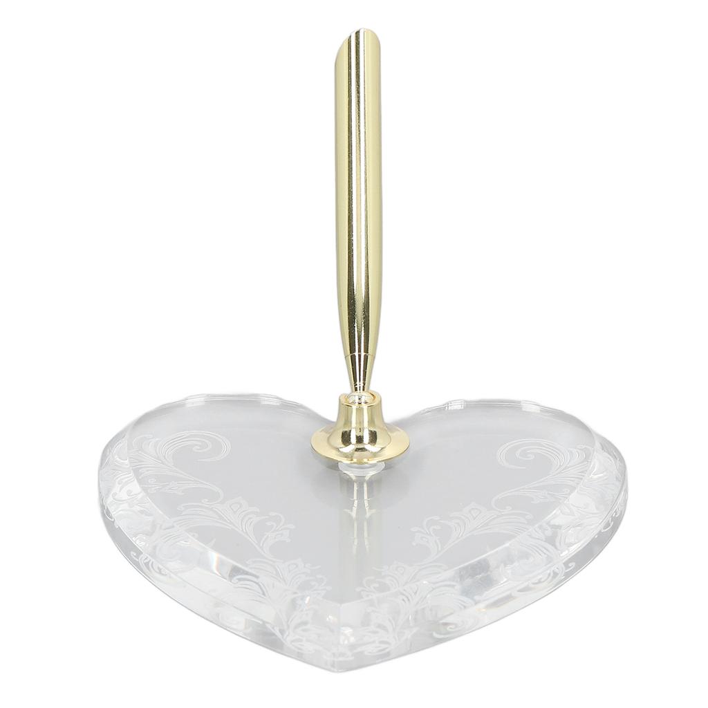 Insertion Pen Holder Simple Gold Heart Shaped Base Transparent Acrylic Pen Funnel Base for Business