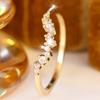 Delicate Gold Color Curved Zircon Band Ring for Women Wedding Banquet Daily and Party