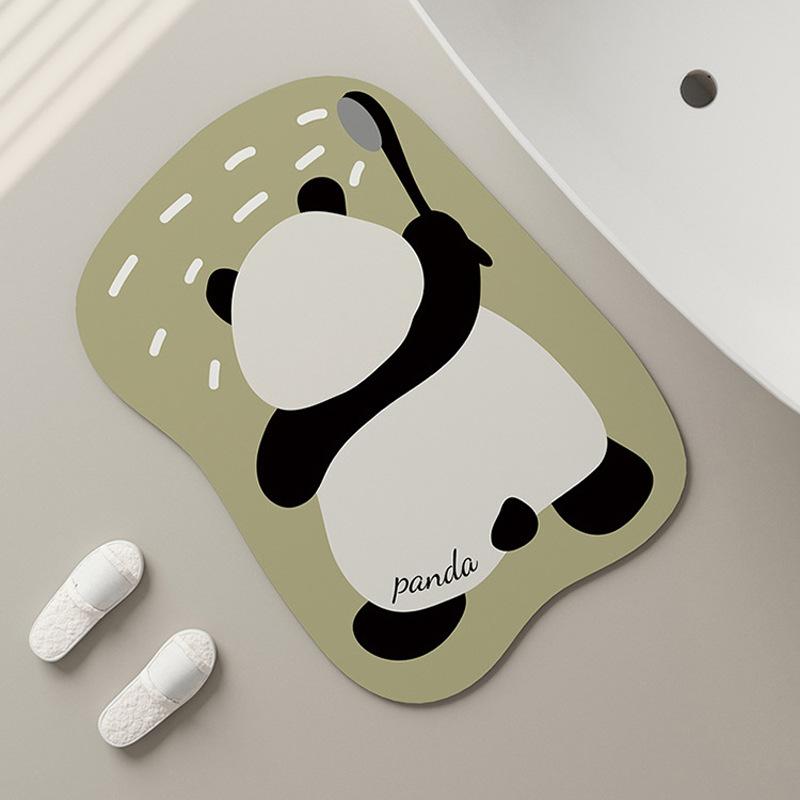 

Мультяшный милый панда бытовой коврик для туалетной двери специальной формы водопоглощающий быстросохнущий коврик для ног ванная комната диатомовая грязь коврик для пола 40X60cm 15.7X23.6in