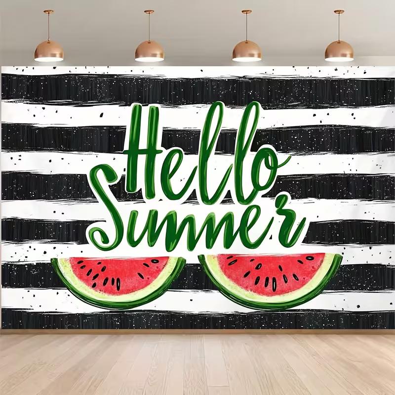 

2D Watermelon Hello Summer Backdrop for Beach Party and Summer Themed Decor 47.2x31.5inch/120*80cm