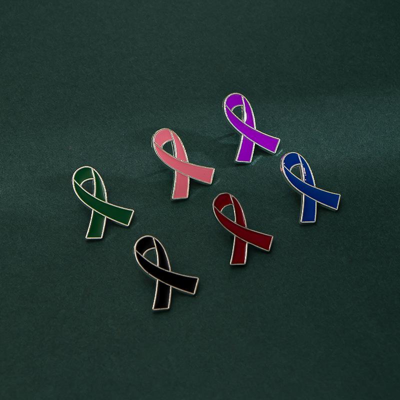 2 Stück/Set Schwarz Grün Blaues Band Emaille-Pins für Frauen Männer Brustkrebs Prävention Hoffnung Gesundheit Frieden Broschen
