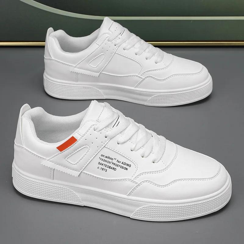 Men Little White Shoes 2025 Spring New Thick Bottom Fashionable Versatile Casual Running Sneakers Youth Walking Casual Shoes