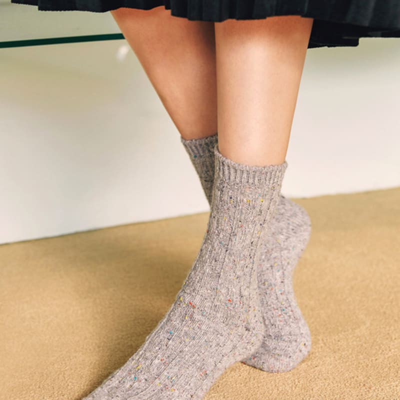 Abiruz Women's Nerf Cable Wool Socks Gray