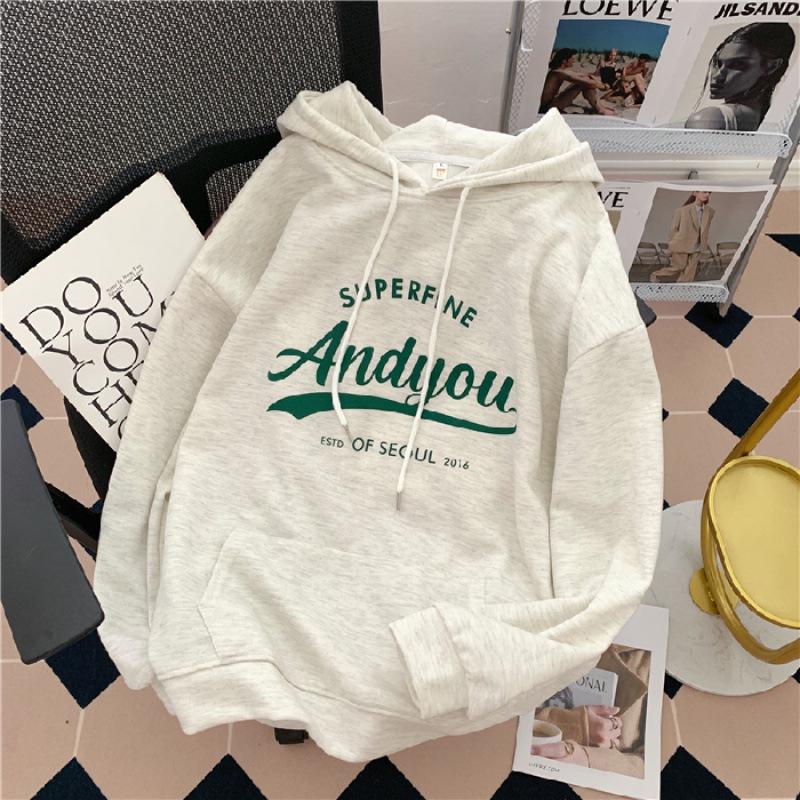 

Худи оверсайз из пике хлопка двойного слоя для женщин для прямых эфиров Douyin M белый/серый