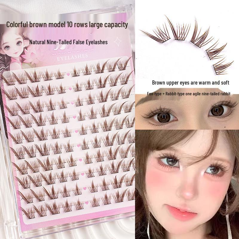 

Коричневі Соняшникові Дев ятихвості Кролики Мультяшні Накладні Вії - Натуральні, Кольорові, Сегментовані