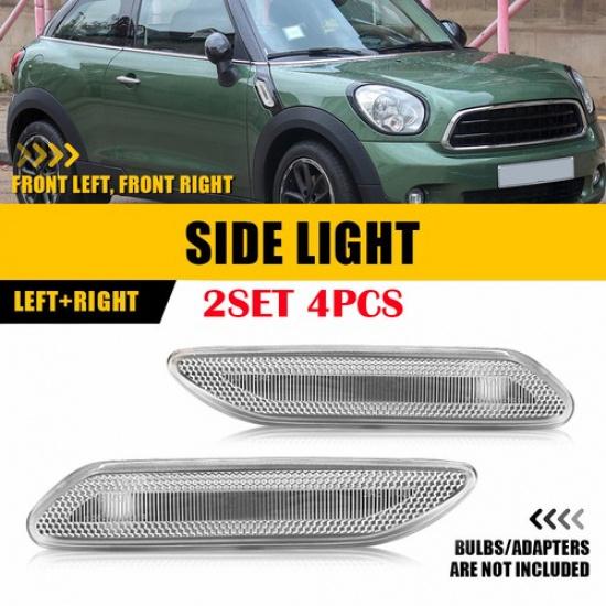 4X For 11-16 MINI Cooper R60 R61 Countryman Clear Front Side Marker Housing