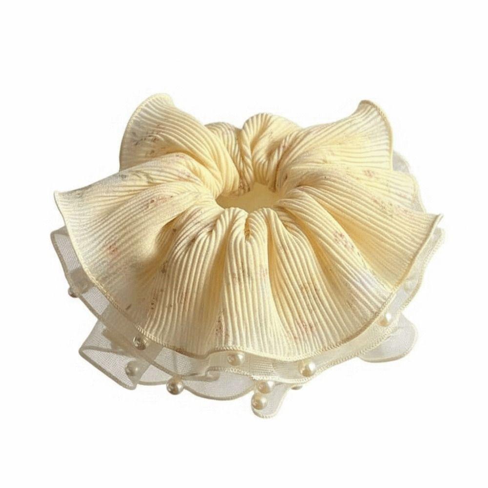 Elegant Pleated Hair Ties Intricate Floral Design Hair Rope Fresh Floral Hair Ring Summer Season