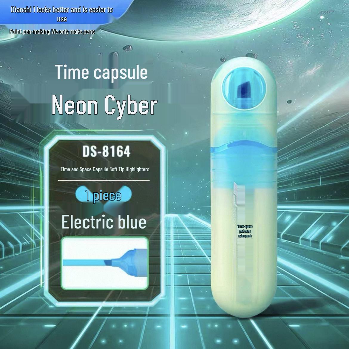 DianShi Neon Cyber Fluorescent Pen DS-8164: Large Capacity, Soft Tip for Students Oblique Tip
