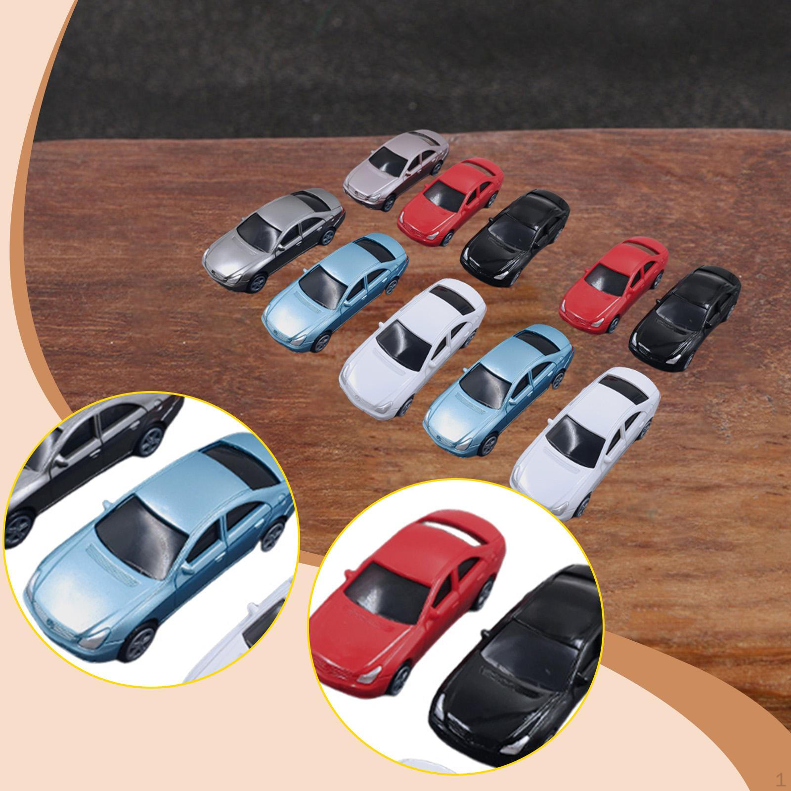 

10 Pieces 1/67 1/75 Scale Model Cars Mini Vehicle Painted Miniature for DIY Projects Diorama Sand