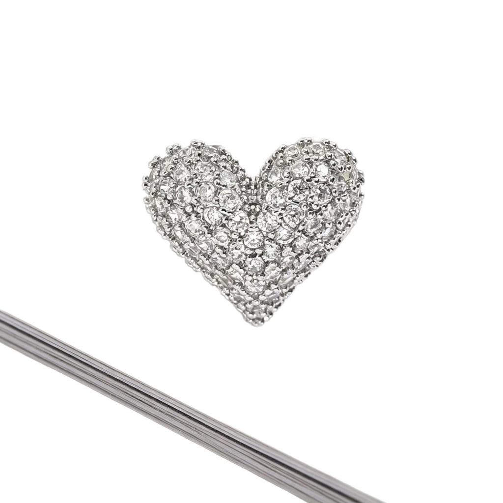 Yanbai Elegant Full Diamond Heart Sparkly Ear Clip - Light Luxury Versatile Fashion Earring for Women