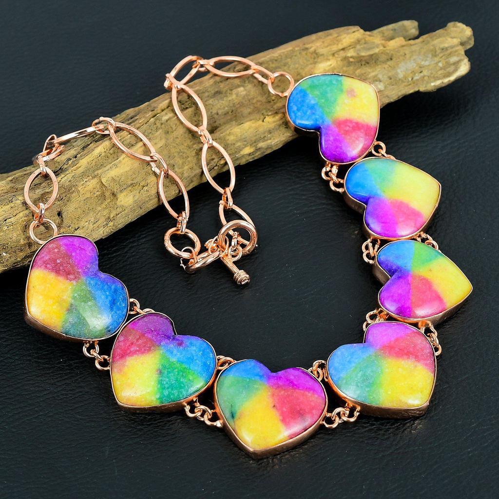 Rainbow Solar Quartz Handmade Gemstone Jewelry, 999 Copper Wire Wrapped Necklace Unique Design Jewelry, For Women