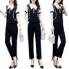 Chic Chiffon Short-Sleeve Top & Long Pants Plus Size Women's High-End Summer Suit