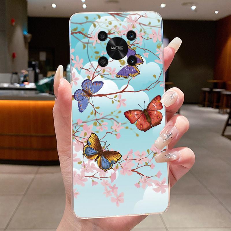 For Honor X9 Case HonorX9 4G 5G Elegant Luxury Butterfly Flower Printing Soft Silicone Clear TPU Protective Cover Phone Cases