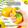Roztomilá barevně měnící se mango squishy hračka, křupavá mačkací hračka s pomalým odskokem, Fidget hračka pro odbourání stresu v kanceláři a při studiu
