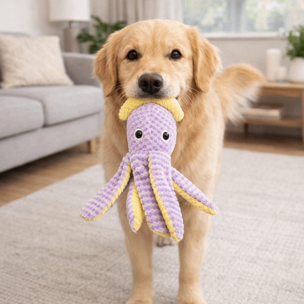 Funny Bite Resistant Crinkle Sound Pet Toy Grinding Teeth Ocean Theme Squeaker Dog Toys Velvet Teeth Cleaning Toys Boredom