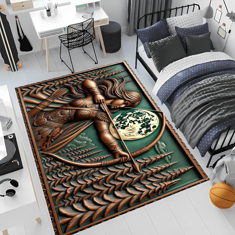 

Moon & Archery Flannel Area Rug - Women s Celestial Pattern for Halloween Christmas, Durable Easy-Clean Entryway Living Room Mat 40x60cm