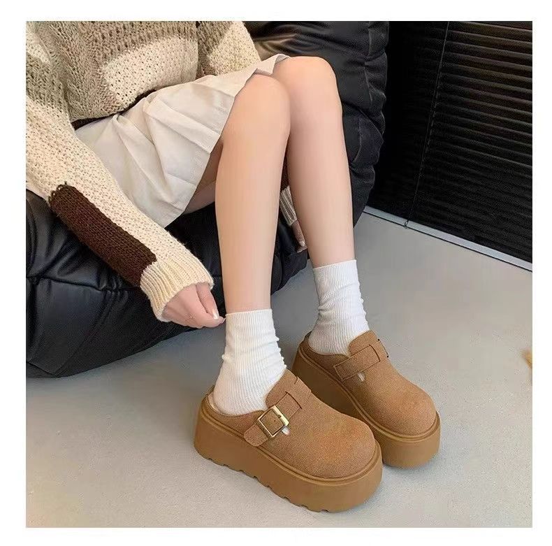 Fashion Women Shoes Keep Warm Winter Flat Closed Toe Thick Soled Slippers for Women Outdoor Casual Women Flat Slippers Zapatos De Mujer