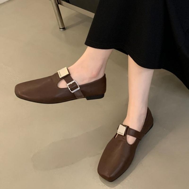Fashion 2025 Spring Autumn New Style Fashion Women's Flat Shoes T-strap Slip On Solid Color Shoes Casual Soft Soled Women Flat Shoes