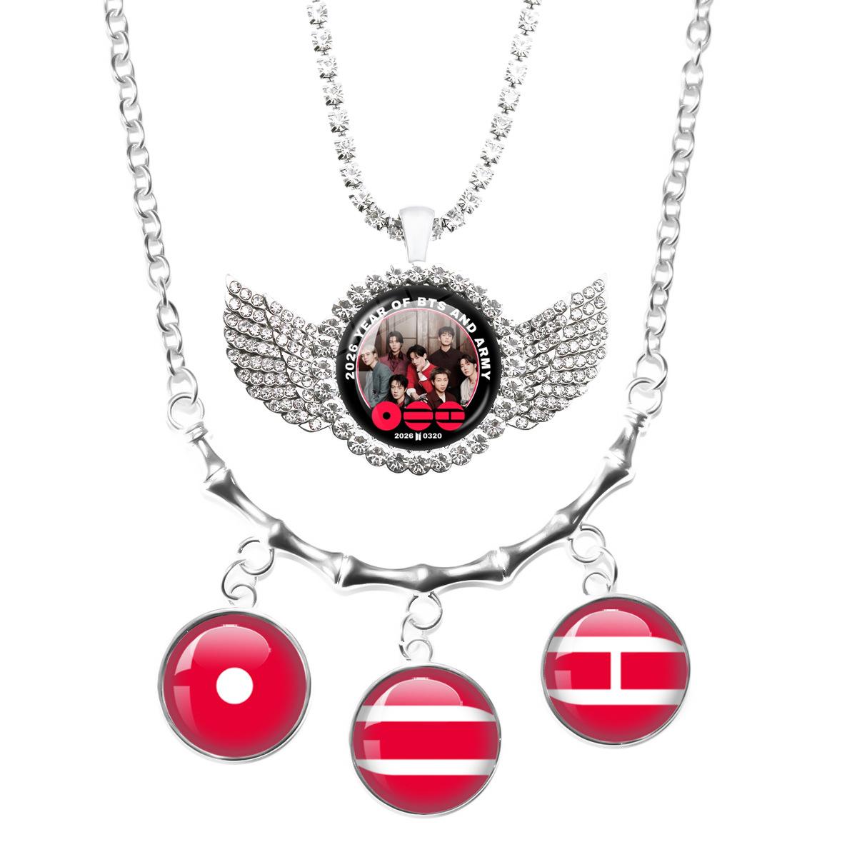 

BTS Double Layer Necklace, Photo Pendant with D-Day Symbol Charms & Wings, Kpop ARMY Fans Jewelry Gift 10