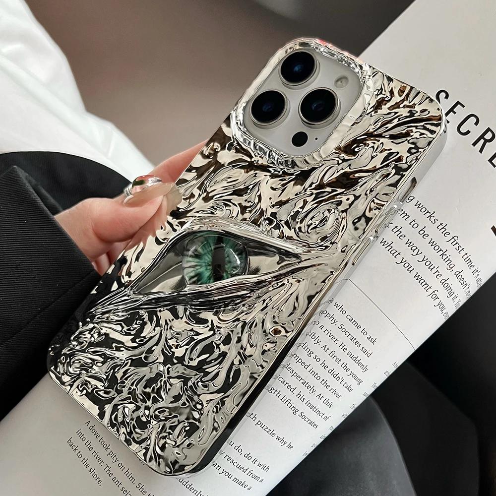 Coole Orange 3D Böse Augen Handyhülle Für iPhone 17 Air 16 15 14 13 12 11 17 Pro Max Matt Stoßfest Weiche TPU Hülle