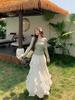 Lace Splice Two-Piece Set: Loose Top & Irregular Ruffle Skirt for Spring/Summer