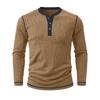 Men's Henry Neck Knit Long Sleeve T-Shirts Color Block Ribbed Casual Slim Fit Pullover Tops Autumn Winter Thermal Undershirts Men