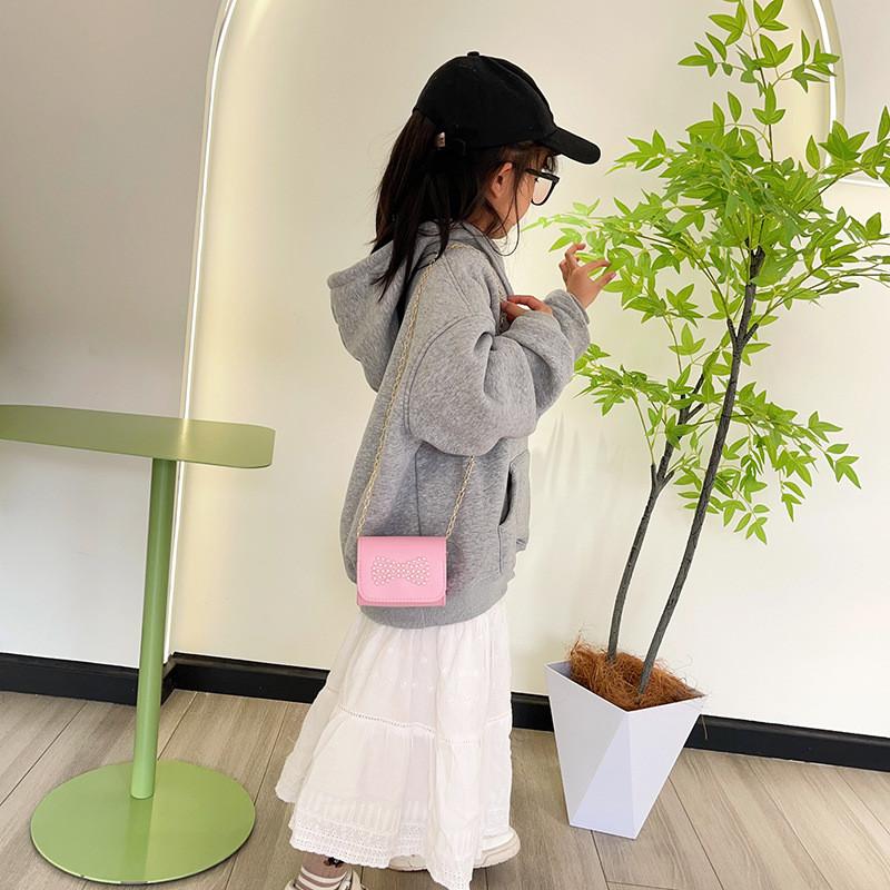 Cute And Elegant Kids Shoulder Bag With Butterfly Knot And Breathable Polyester Lining