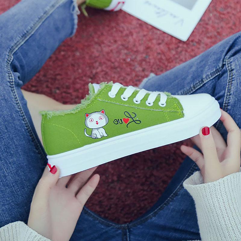 Women's Spring and Summer Canvas Shoes, Female Students' Casual Shoes, Flat Bottom Shoes, Breathable White Shoes