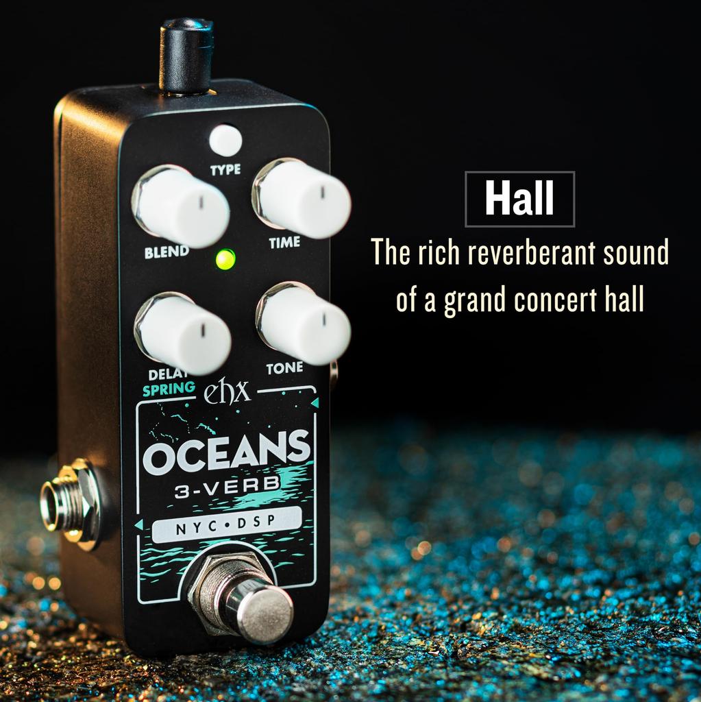 ELECTRO-HARMONIX PICO OCEANS 3-VERB MULTI-FUNCTION Reverb Guitar Effects Pedal