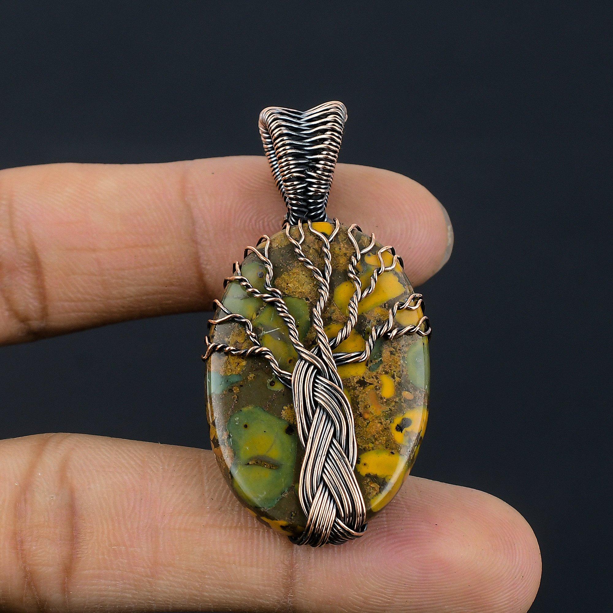 

Tree Of Life Fruit Jasper Jewelry, Handmade Gemstone Pendant, 925 Solid Sterling Silver Pendant Antique Jewelry, For Engagement Gift 2.55 Inches