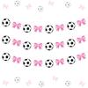 Jollyboom Soccer Gender Reveal Decoration, 3pcs Goals or Bows Gender Reveal Decoration Garland Soccer Ball Bow Banner Pre-Strung for Soccer Sport