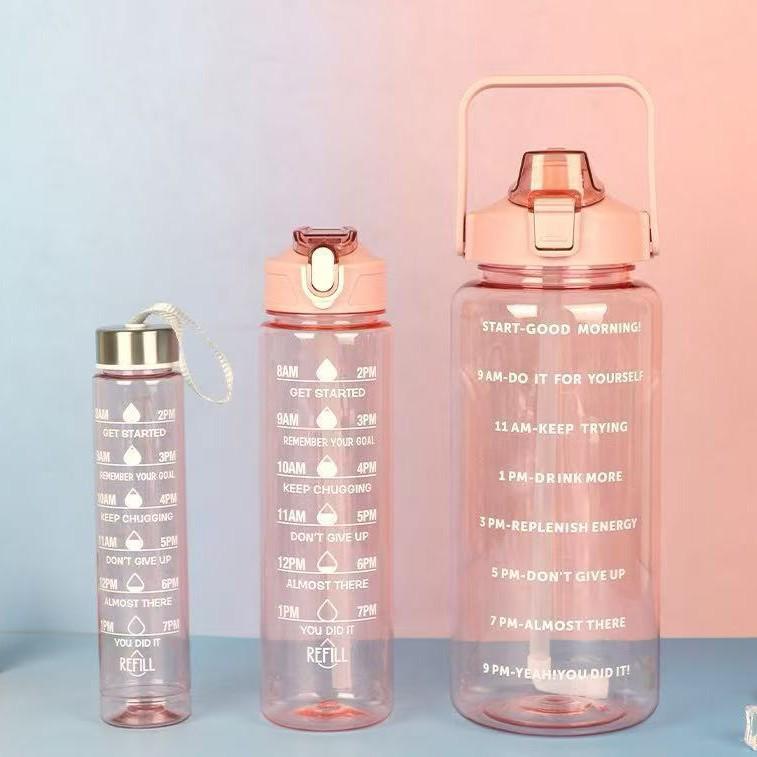 

Gradient Sports Straw Water Bottle Set: Frosted, Large-Capacity Portable 3-Piece Cup Single Pack