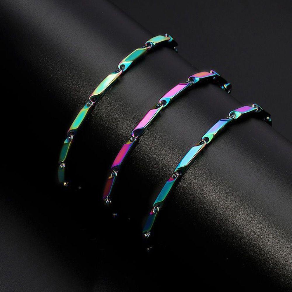 Simple Classic Personality Exquisite Geometric Bangle Rhombus Chain Men Bracelet Korean Jewelry